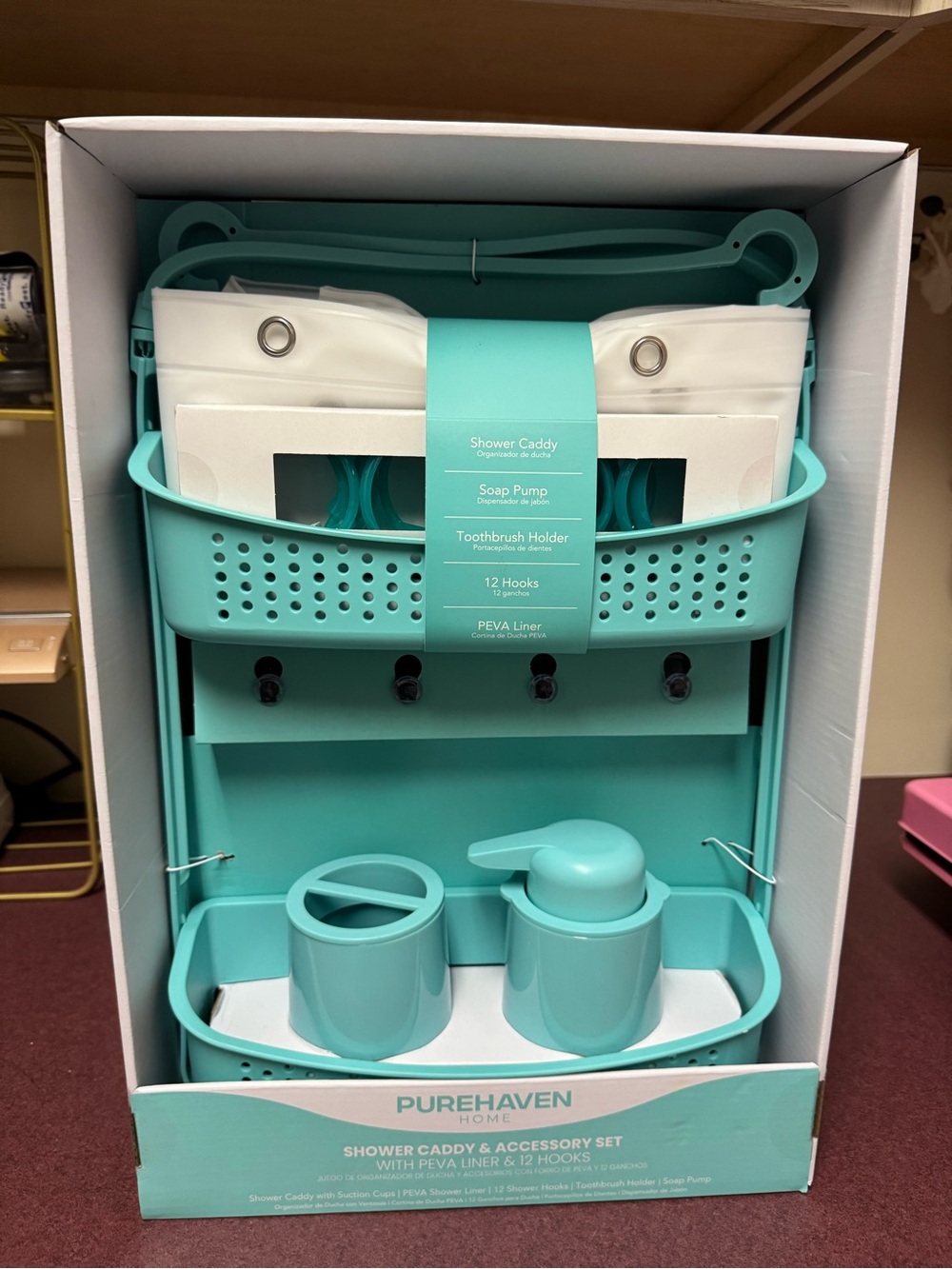 Turquoise Shower Caddy & Accessory Set - Picture 2 of 6